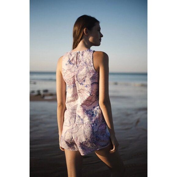 LAS SUREÑAS Amor Blue Pink Cotton & Linen Tank size XS NWOT - Picture 3 of 7